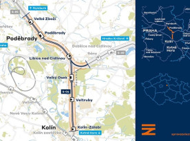 Mapa modernizace Kolín – Nymburk
